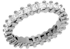 4.10CT DIAMOND 14KT WHITE GOLD PRINCESS INVISIBLE SHARES PRONG ANNIVERSARY RING