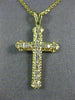 ANTIQUE .30CT DIAMOND 14KT YELLOW GOLD 3D CLASSIC CROSS FLOATING PENDANT #2891
