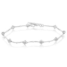 9.08CT DIAMOND & AAA SAPPHIRE 14KT WHITE GOLD MULTI FLOWER BY THE YARD BRACELET