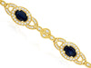 5.58CT DIAMOND & AAA SAPPHIRE 14K YELLOW GOLD OVAL HALO FILIGREE TENNIS BRACELET