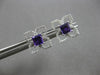 .75CT DIAMOND & AAA AMETHYST 14KT WHITE GOLD PRINCESS CUT & ROUND STUD EARRINGS