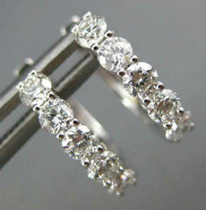 ESTATE .62CT DIAMOND 18K WHITE GOLD CLASSIC 5 STONE SHARED PRONG HUGGIE EARRINGS