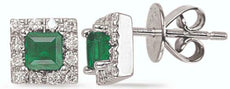 .94CT DIAMOND & AAA EMERALD 14KT WHITE GOLD 3D SQUARE & ROUND HALO STUD EARRINGS
