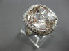 EXTRA LARGE 15.51CT DIAMOND & AAA MORGANITE 14KT WHITE GOLD CUSHION & ROUND RING