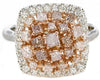1.45CT WHITE & PINK DIAMOND 18KT WHITE & ROSE GOLD PRINCESS & ROUND SQUARE RING