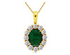 1.85CT DIAMOND & AAA EMERALD 14KT YELLOW GOLD 3D OVAL & ROUND FLOATING PENDANT