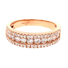 .82CT DIAMOND 18KT YELLOW GOLD 3D CLASSIC ROUND 3 ROW WEDDING ANNIVERSARY RING