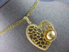 EXTRA LARGE .95CT DIAMOND 18KT YELLOW GOLD FILIGREE HEART LOVE FLOATING PENDANT