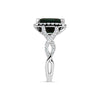 LARGE 4.58CT DIAMOND & AAA GREEN TOURMALINE 18K WHITE GOLD EMERALD CUT HALO RING