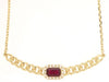 .42CT DIAMOND & AAA RUBY 14KT YELLOW GOLD SQUARE HALO OCTAGON BAR LOVE NECKLACE