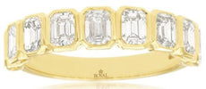 1.77CT DIAMOND 14KT YELLOW GOLD 3D EMERALD CUT BEZEL 10 STONE ANNIVERSARY RING