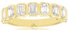 1.77CT DIAMOND 14KT YELLOW GOLD 3D EMERALD CUT BEZEL 10 STONE ANNIVERSARY RING