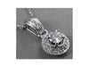 ANTIQUE .47CTW DIAMOND SOLITAIRE 14K WHITE GOLD PENDANT + CHAIN