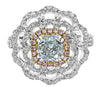 CERTIFIED 2.28CT BLUE WHITE & PINK DIAMOND 18K WHITE & ROSE GOLD ENGAGEMENT RING