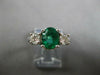1.69CT DIAMOND & AAA EMERALD 14KT WHITE GOLD OVAL & ROUND ENGAGEMENT RING #27583