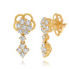 ESTATE 2.08CT DIAMOND 18KT YELLOW GOLD ROUND FLOWER TEAR DROP HANGING EARRINGS