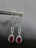 .78CT DIAMOND & AAA RUBY 14K WHITE GOLD PEAR SHAPE & ROUND HALO HANGING EARRINGS