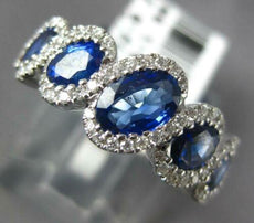 1.83CT DIAMOND & AAA SAPPHIRE 18KT WHITE GOLD OVAL & ROUND 5 STONE INFINITY RING