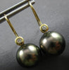 LARGE .06CT DIAMOND & AAA TAHITIAN PEARL 18KT YELLOW GOLD 3D SOLITAIRE EARRINGS