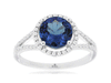 ESTATE 2.41CT DIAMOND & AAA TANZANITE 14KT WHITE GOLD ROUND HALO ENGAGEMENT RING