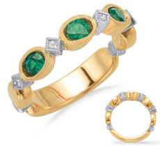 .60CT DIAMOND & AAA EMERALD 14KT 2 TONE GOLD ROUND & PRINCESS FILIGREE FUN RING