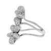 ESTATE LARGE 1.92CT DIAMOND 18K WHITE GOLD ROUND DOUBLE FLOWER CRISS CROSS RING