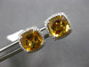 LARGE 3.93CT DIAMOND & AAA CITRINE 18KT WHITE GOLD CUSHION & ROUND STUD EARRINGS