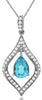 1.02CT DIAMOND & AAA BLUE TOPAZ 14K WHITE GOLD PEAR SHAPE TEAR DROP LOVE PENDANT