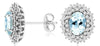 ESTATE 1.85CT DIAMOND & AAA AQUAMARINE 14K WHITE GOLD OVAL & ROUND STUD EARRINGS