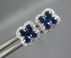 .53CT DIAMOND & AAA SAPPHIRE 18KT WHITE GOLD 4 LEAF CLOVER FLOWER STUD EARRINGS