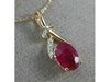 ESTATE .96CT ROUND DIAMOND & AAA OVAL RUBY 14KT ROSE GOLD 3D LOVE KNOT PENDANT|PC6058R-1