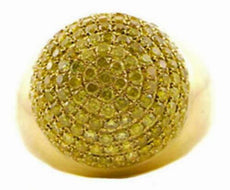 2.72CT FANCY YELLOW DIAMOND 18KT YELLOW GOLD 3D MULTI ROW DOME SHAPE FUN RING