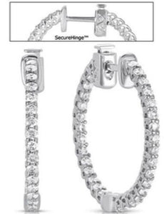 1.24CT DIAMOND 14KT WHITE GOLD SHARED PRONG INSIDE OUT HUGGIE HANGING EARRINGS