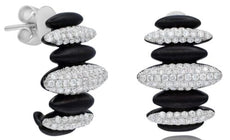1.20CT DIAMOND 14KT WHITE & BLACK GOLD MULTI OVAL PAVE UMBRELLA HANGING EARRINGS