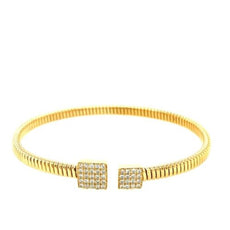 .47CT DIAMOND 18KT YELLOW GOLD DOUBLE SQUARE FLEXIBLE SNAKE CUFF BANGLE BRACELET