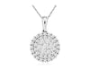 ESTATE 1.0CT DIAMOND 14KT WHITE GOLD FLOWER CLASSIC HALO LOVE FLOATING PENDANT