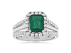 2.30CT DIAMOND & AAA EMERALD 14KT WHITE GOLD SQUARE SPLIT SHANK ENGAGEMENT RING