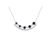 .57CT DIAMOND & AAA SAPPHIRE 14KT WHITE GOLD ROUND 5 STONE JOURNEY BAR NECKLACE