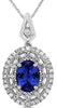 1.78CT DIAMOND & AAA TANZANITE 14KT WHITE GOLD 3D OVAL & ROUND FLOATING PENDANT