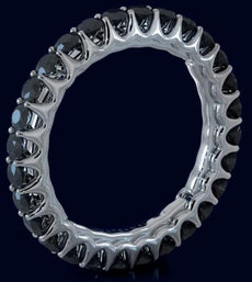 1.61CT BLACK DIAMOND 14KT WHITE GOLD 3D ROUND ETERNITY WEDDING ANNIVERSARY RING