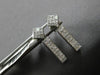 LARGE 1CT DIAMOND 14KT WHITE GOLD PRINCESS INVISIBLE SQUARE BAR HANGING EARRINGS
