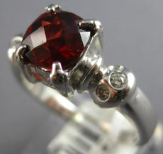 2.19CT DIAMOND & AAA GARNET 14KT WHITE GOLD CUSHION & ROUND FRIENDSHIP LOVE RING