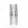 WIDE 2.94CT DIAMOND 18KT WHITE GOLD 3D ROUND & BAGUETTE 3 ROW ANNIVERSARY RING