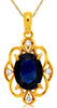 1.44CT DIAMOND & AAA SAPPHIRE 14KT YELLOW GOLD OVAL & ROUND MULTI HEART PENDANT