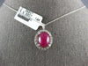 5.35CT DIAMOND & AAA CABOCHON RUBY 14KT WHITE GOLD OVAL & ROUND FLOATING PENDANT