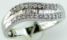 .32CT DIAMOND 14KT WHITE GOLD 3D ROUND & BAGUETTE SWIRL WEDDING ANNIVERSARY RING