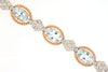 ESTATE 8.43CT DIAMOND & AAA AQUAMARINE 14K ROSE GOLD GEOMETRICAL TENNIS BRACELET