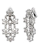 .99CT DIAMOND 18KT WHITE GOLD 3D MULTI STAR FLORAL FUN CLIP ON HANGING EARRINGS