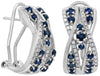 1.25CT DIAMOND & AAA SAPPHIRE 14K WHITE GOLD 3D CRISS CROSS FUN CLIP ON EARRINGS