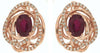 2.10CT DIAMOND & AAA RUBY 14KT ROSE GOLD 3D OVAL & ROUND LOVE KNOT STUD EARRINGS